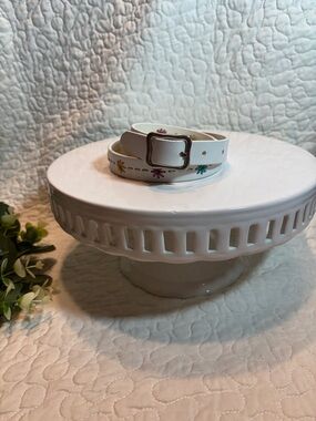 Dockers White Leather Belt with Multicolor Floral Accents